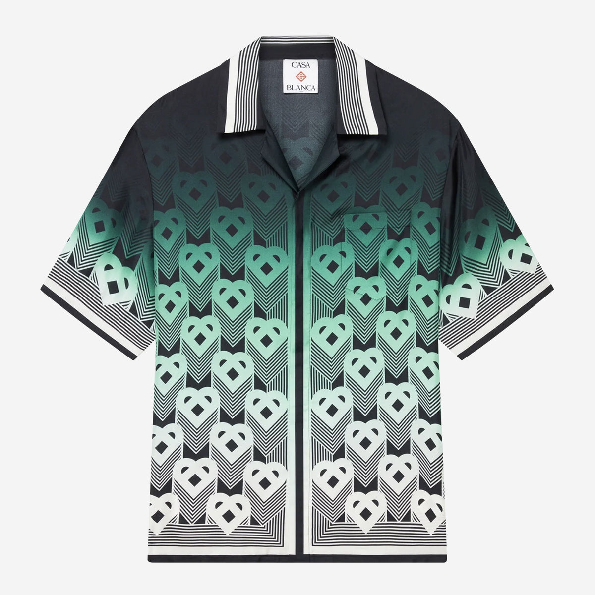 Casablanca Gradient Monogram Short Sleeve Silk Shirt