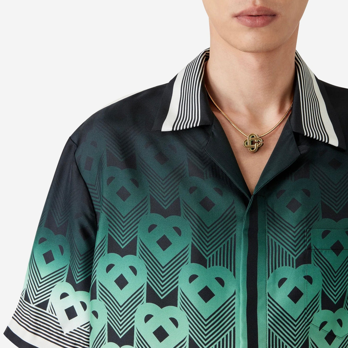 Casablanca Gradient Monogram Short Sleeve Silk Shirt