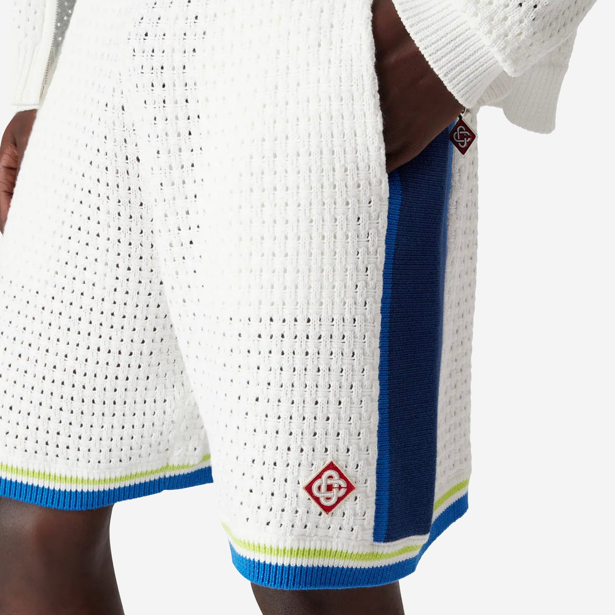 Casablanca White & Blue Crochet Shorts