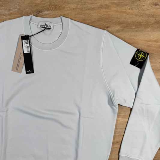 Stone Island Organic Cotton Fleece Sweatshirt in Sky Blue Castmark