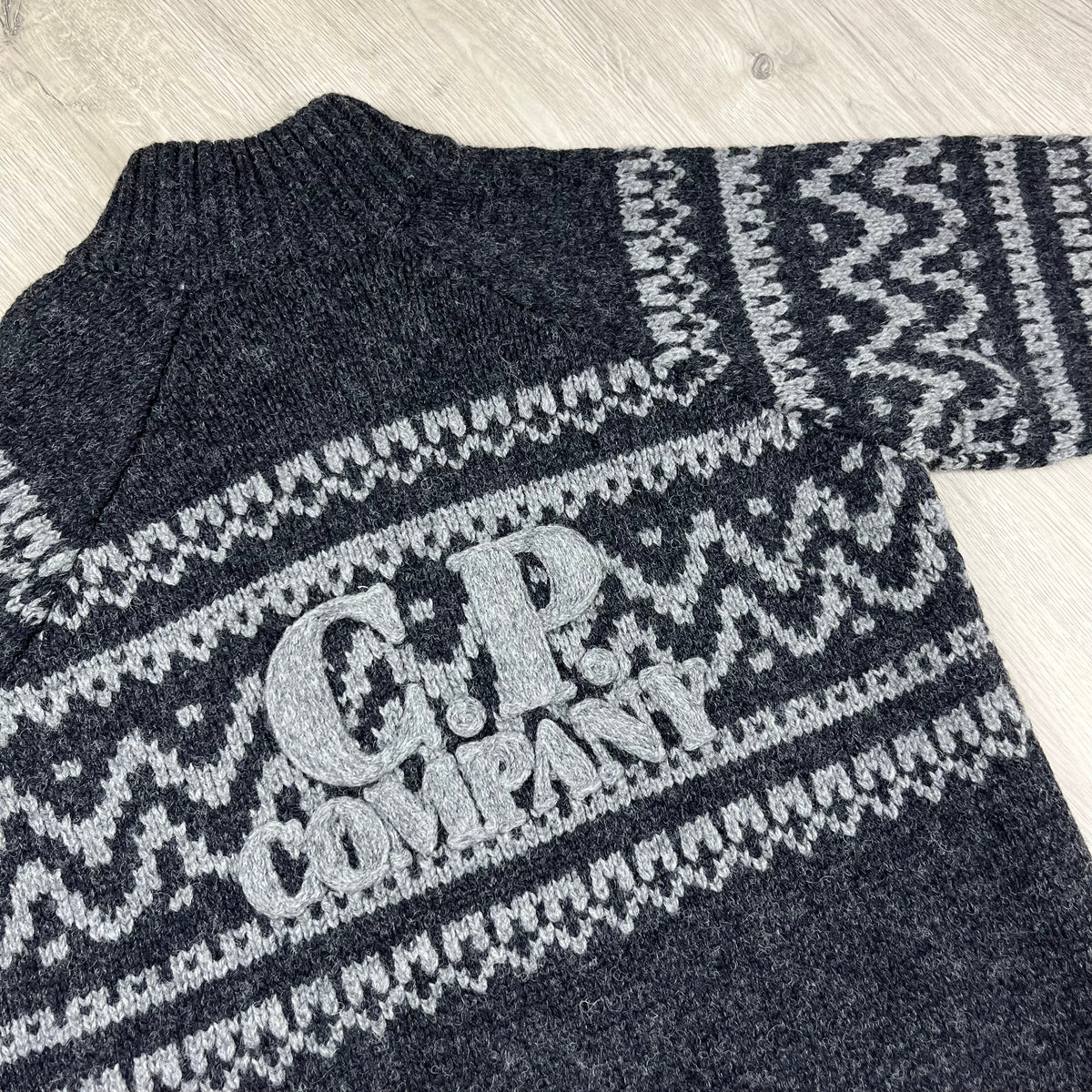 CP Company Jacquard Wool Fleece - Black Castmark