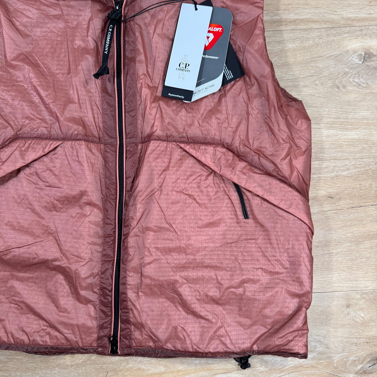 CP Company Nada Shell Primaloft Goggle Vest in Canyon Clay - Pink Castmark