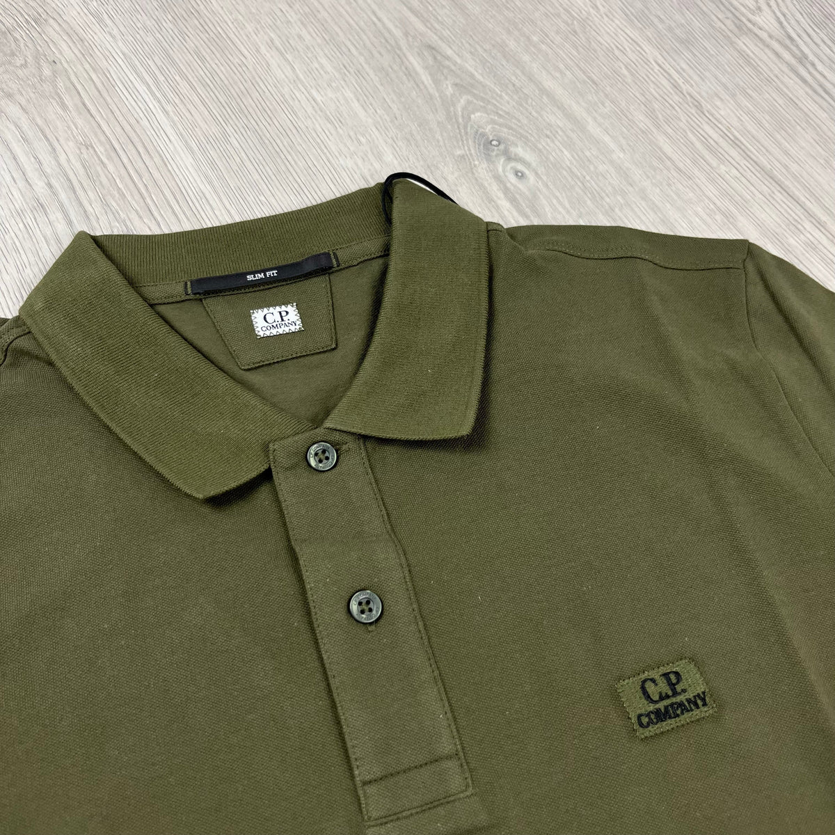 CP Company Piquet Polo Shirt - Ivy Green Castmark