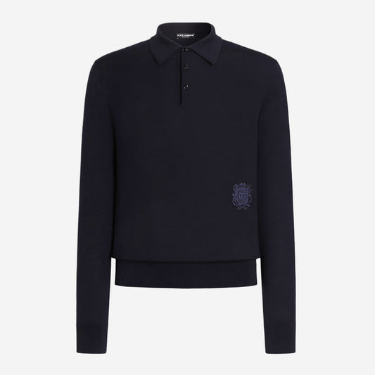 Dolce & Gabbana Badge Virgin Wool Polo Knitwear