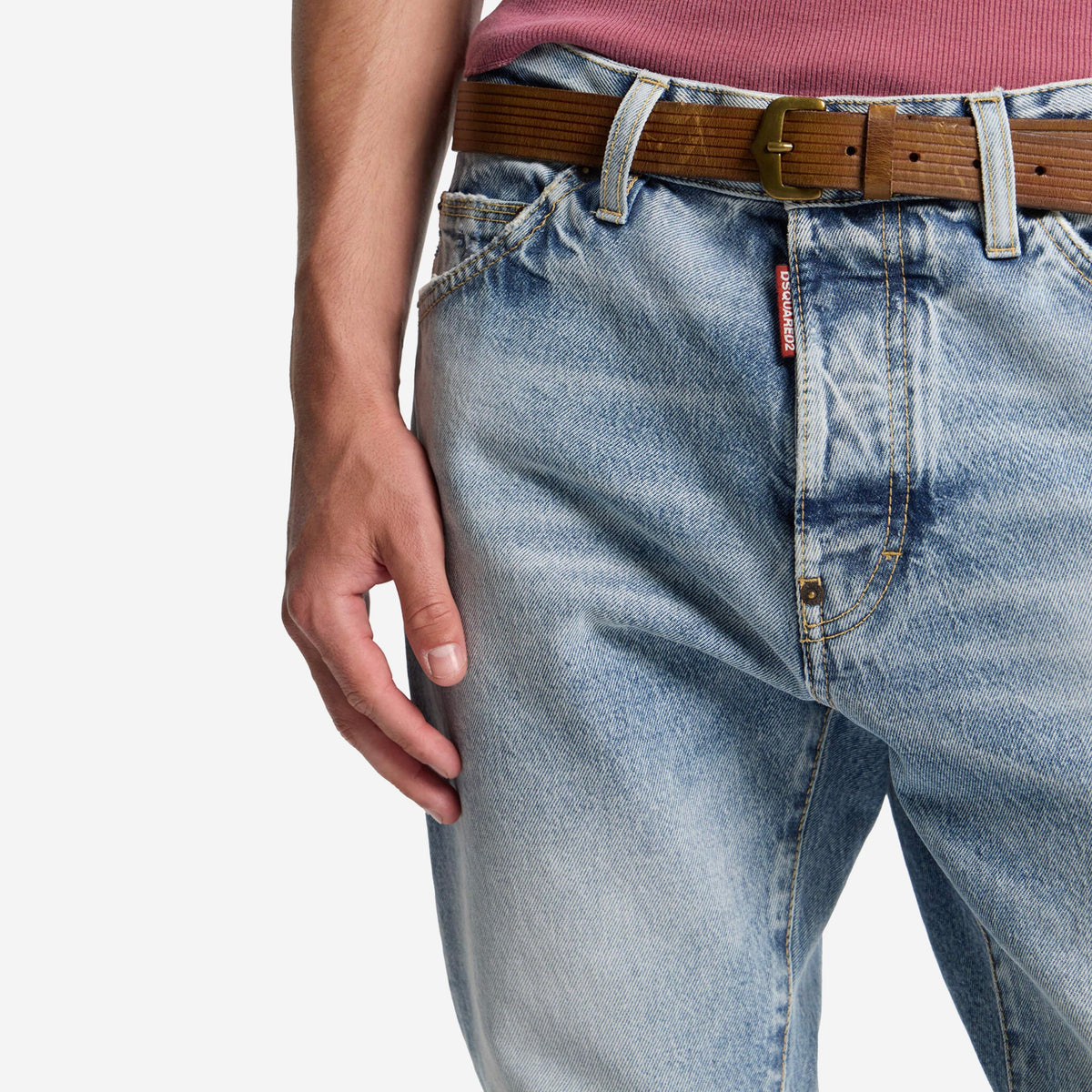 DSquared2 Light Diagonale Wash Teddy Jeans