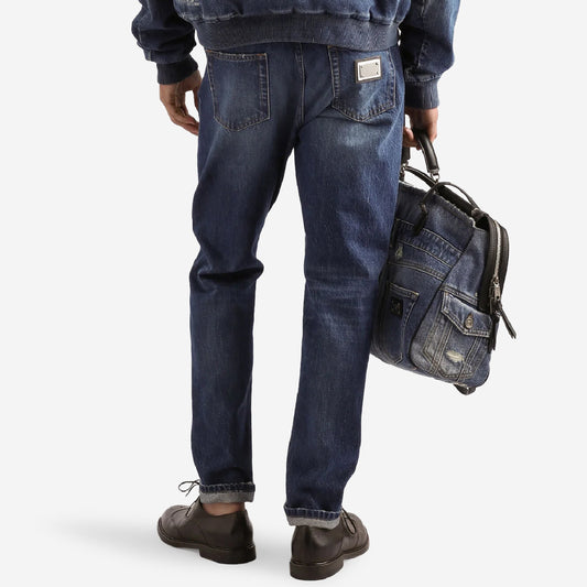 Dolce & Gabbana Regular Fit Plaque Jeans