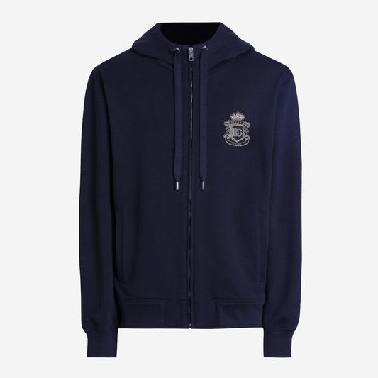 Dolce & Gabbana Heraldic Patch Zip Hoodie Sweatshirt