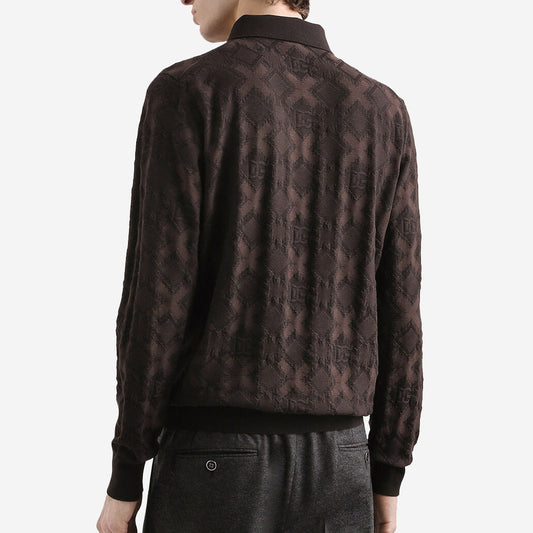 Dolce & Gabbana Wool And Silk With Microdot Print Polo Shirt