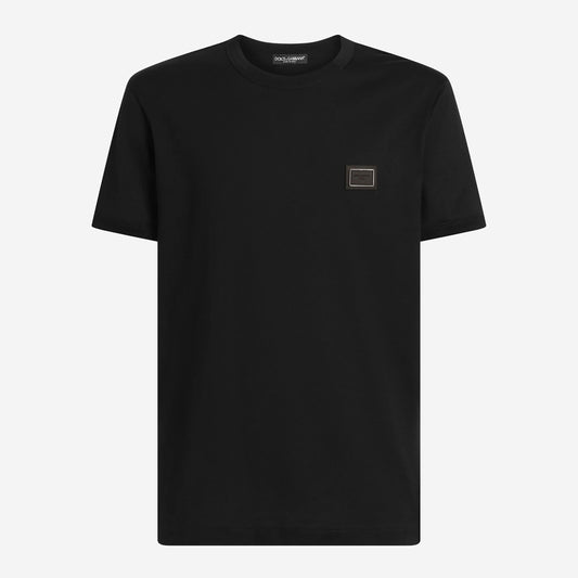 Dolce & Gabbana Logo New Plate Cotton T-Shirt