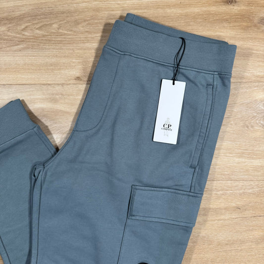 CP Company Diagonal Raised Fleece Lens Sweatpants in Stormy Weather - Blue Castmark