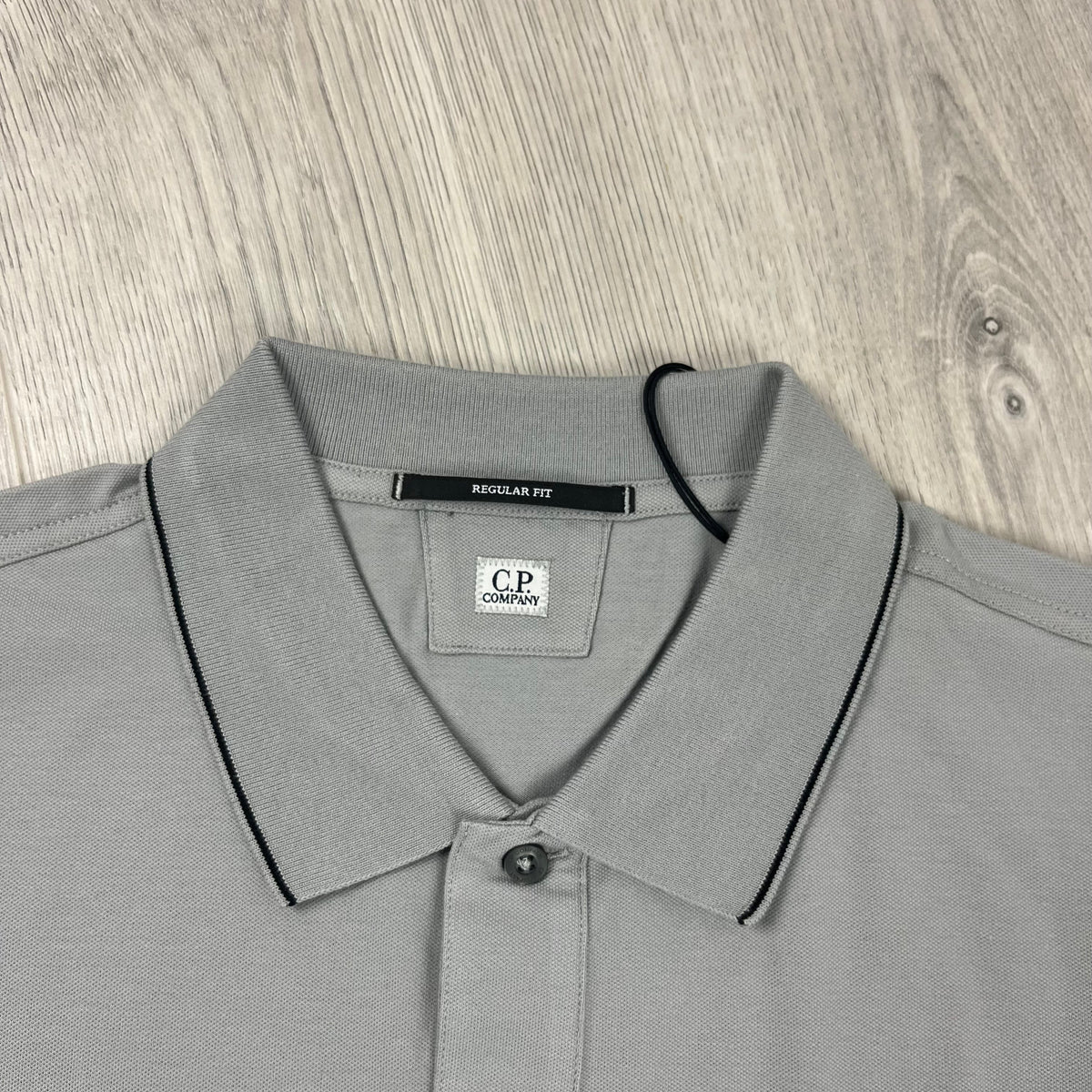 CP Company Piquet Polo Shirt - Drizzle Castmark