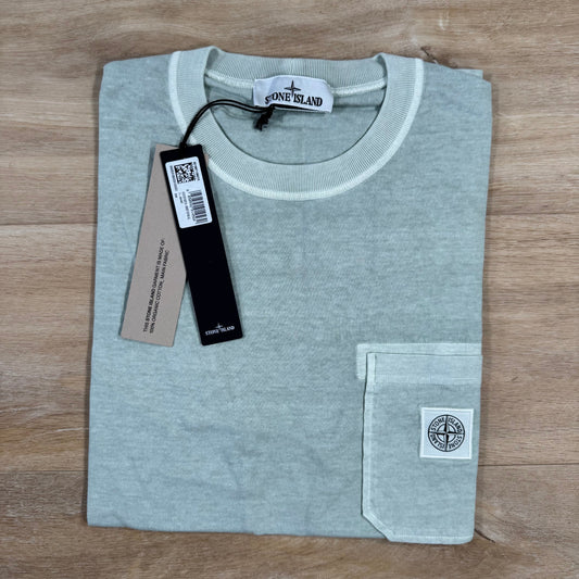 Stone Island Organic Cotton Fissato Effect T-Shirt in Green Grey Castmark
