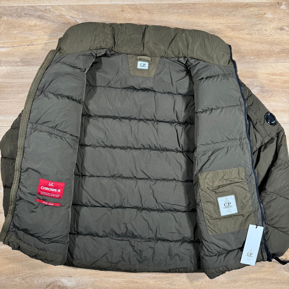 CP Company Chrome-R Down Lens Jacket in Ivy Green Castmark