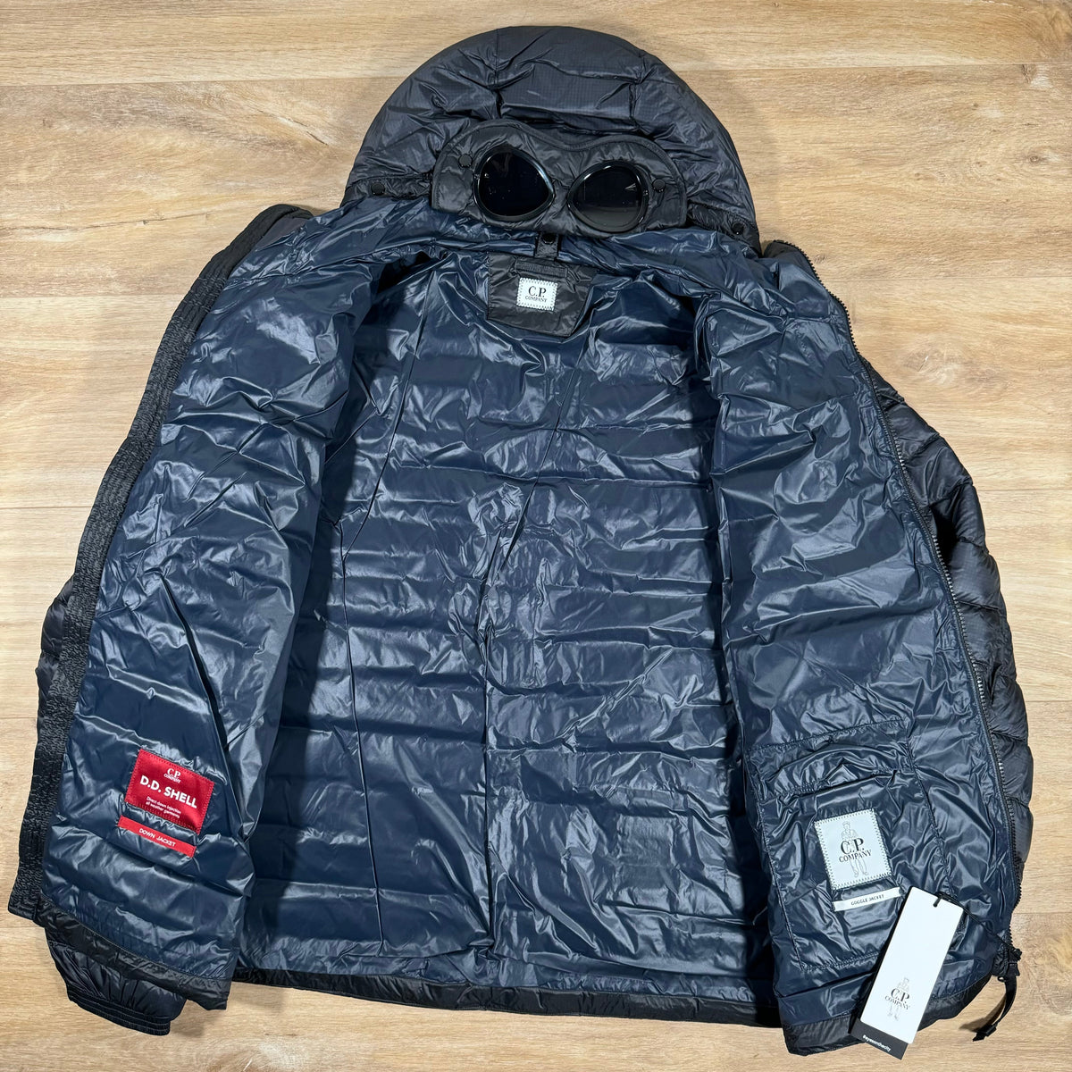 CP Company DD Shell Goggle Down Jacket in Navy Castmark