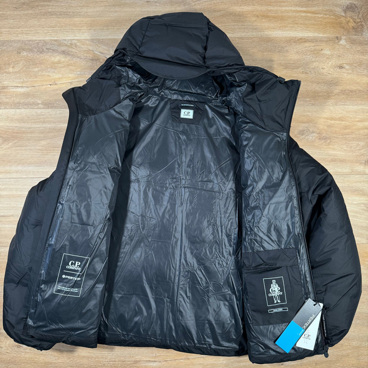CP Company Metropolis Pertex Down Jacket in Black Castmark