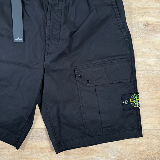 Stone Island Stretch-TC Cargo Bermuda Shorts in Black Castmark