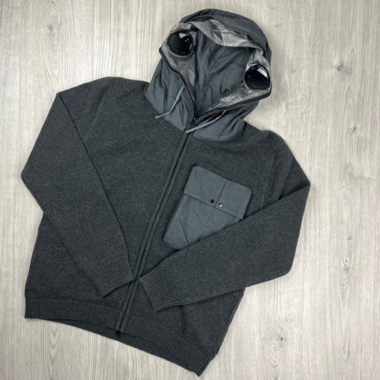 CP Company Knit Explorer Hoodie - Dark Shadow Castmark