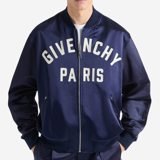 Givenchy Paris Zipped Satin Bomber Jacket