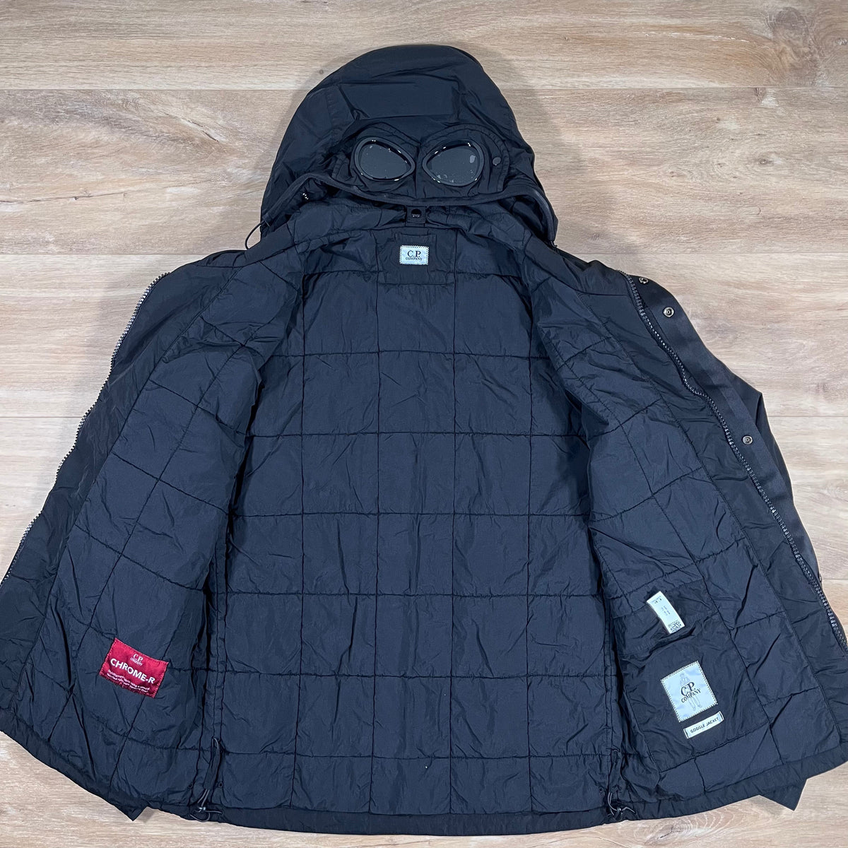 CP Company Chrome-R Goggle Jacket in Black Castmark