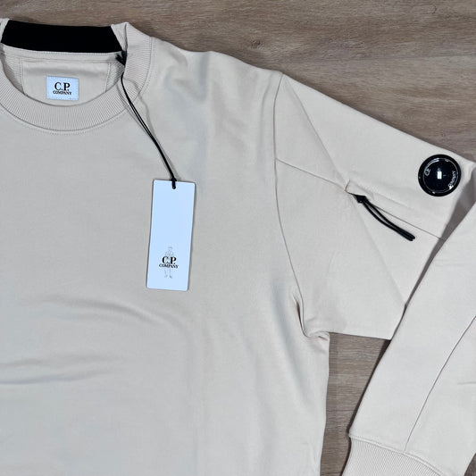 CP Company Diagonal Raised Fleece Crewneck Lens Sweatshirt in Pistachio Shell Castmark