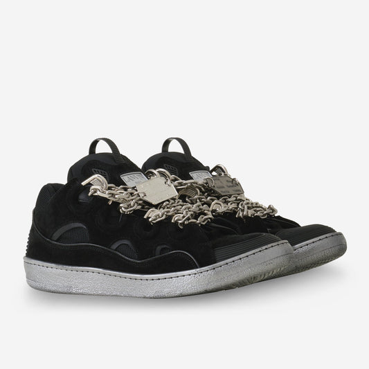 Lanvin ID Chain In Suede Curb Sneakers