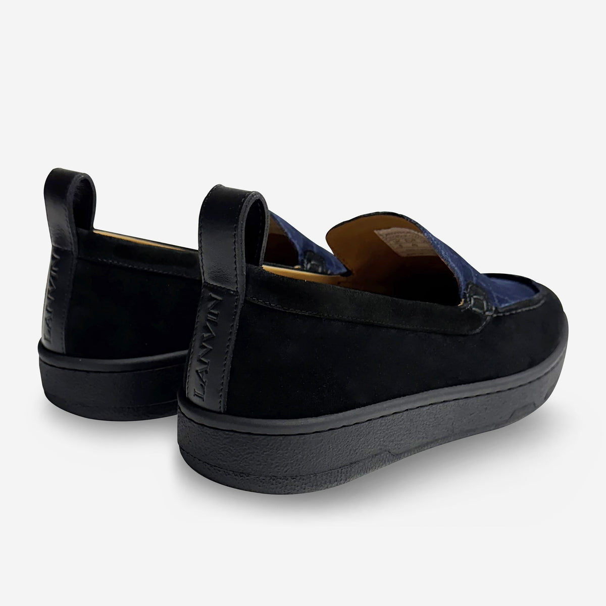 Lanvin Cruiser Croc Suede Moccasins