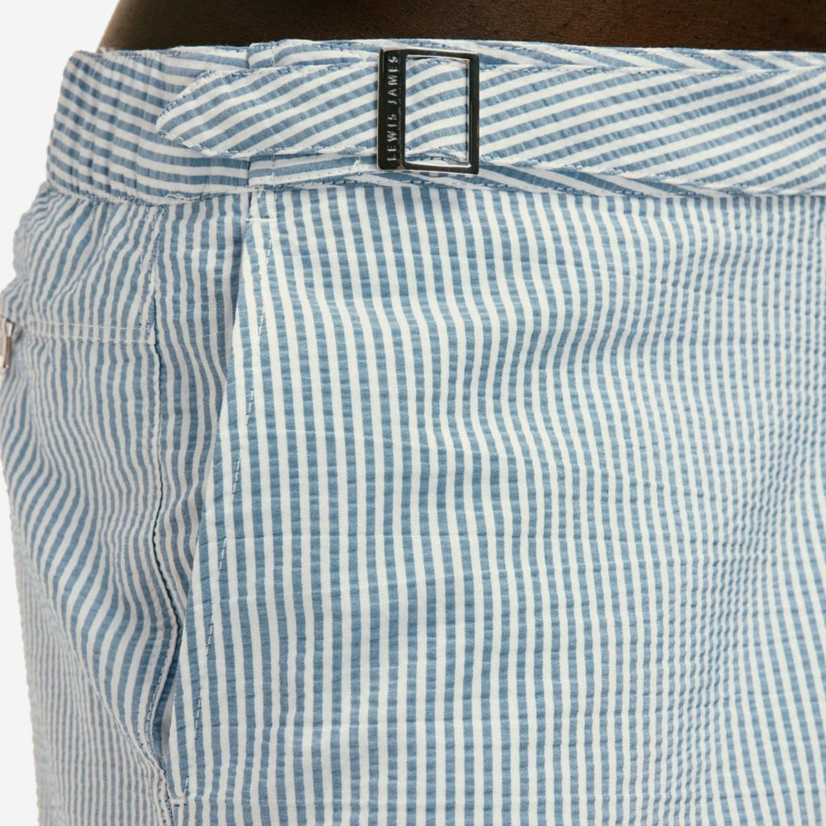 Lewis James Seersucker Striped Half Elasticated Swimshorts