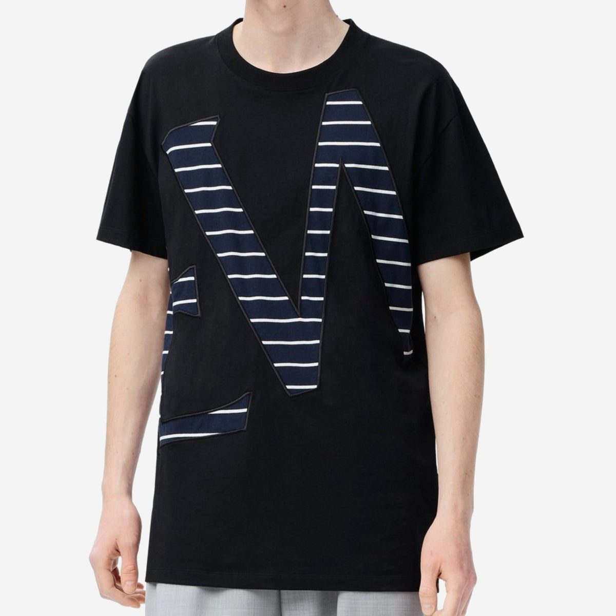 Loewe Striped Intarsia Embroidery Logo T-Shirt