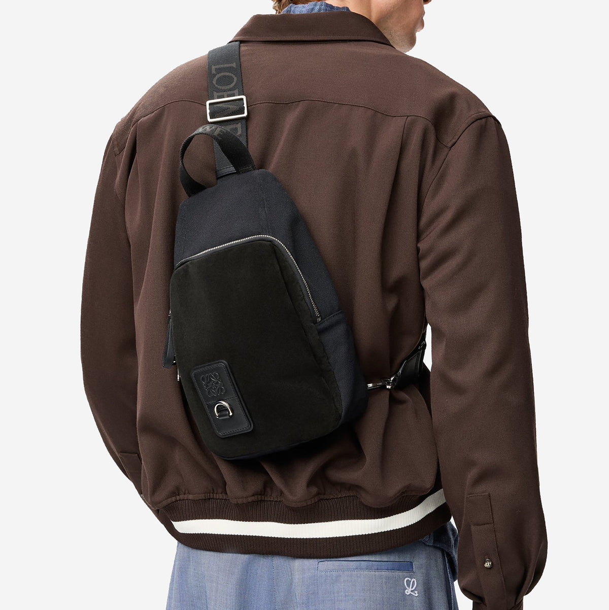 Loewe Canvas And Suede Flex Sling Bag