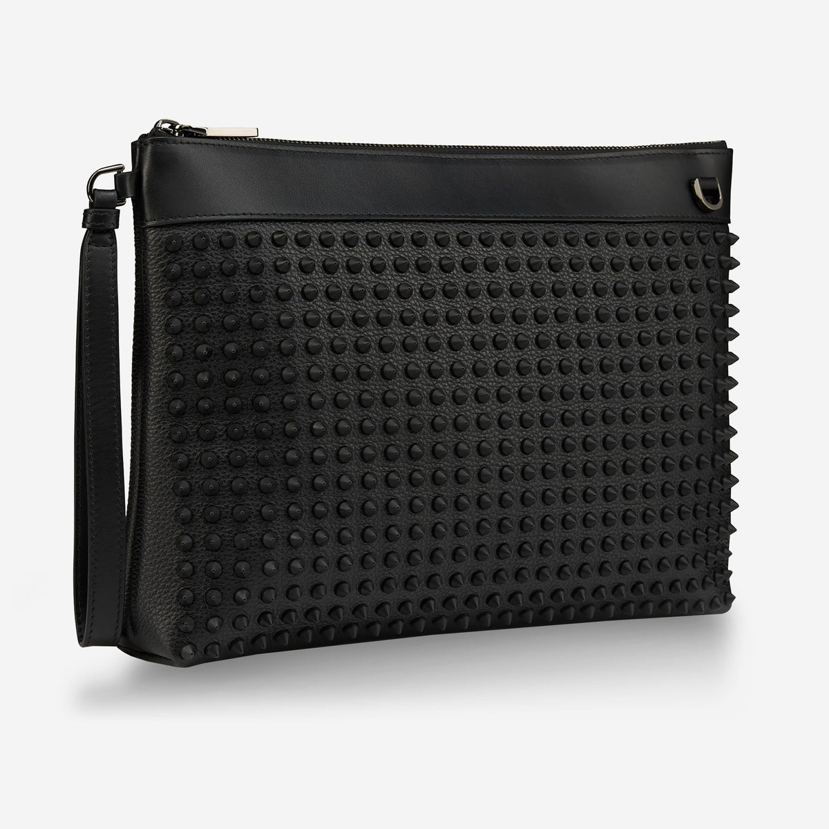 Christian Louboutin Funky Grained Calf Leather And Spikes Pouch