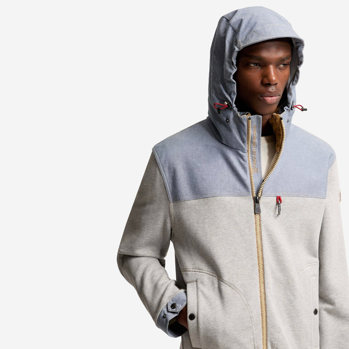 Moncler Grenoble Cotton & Chambray Zip-Up Sweatshirt