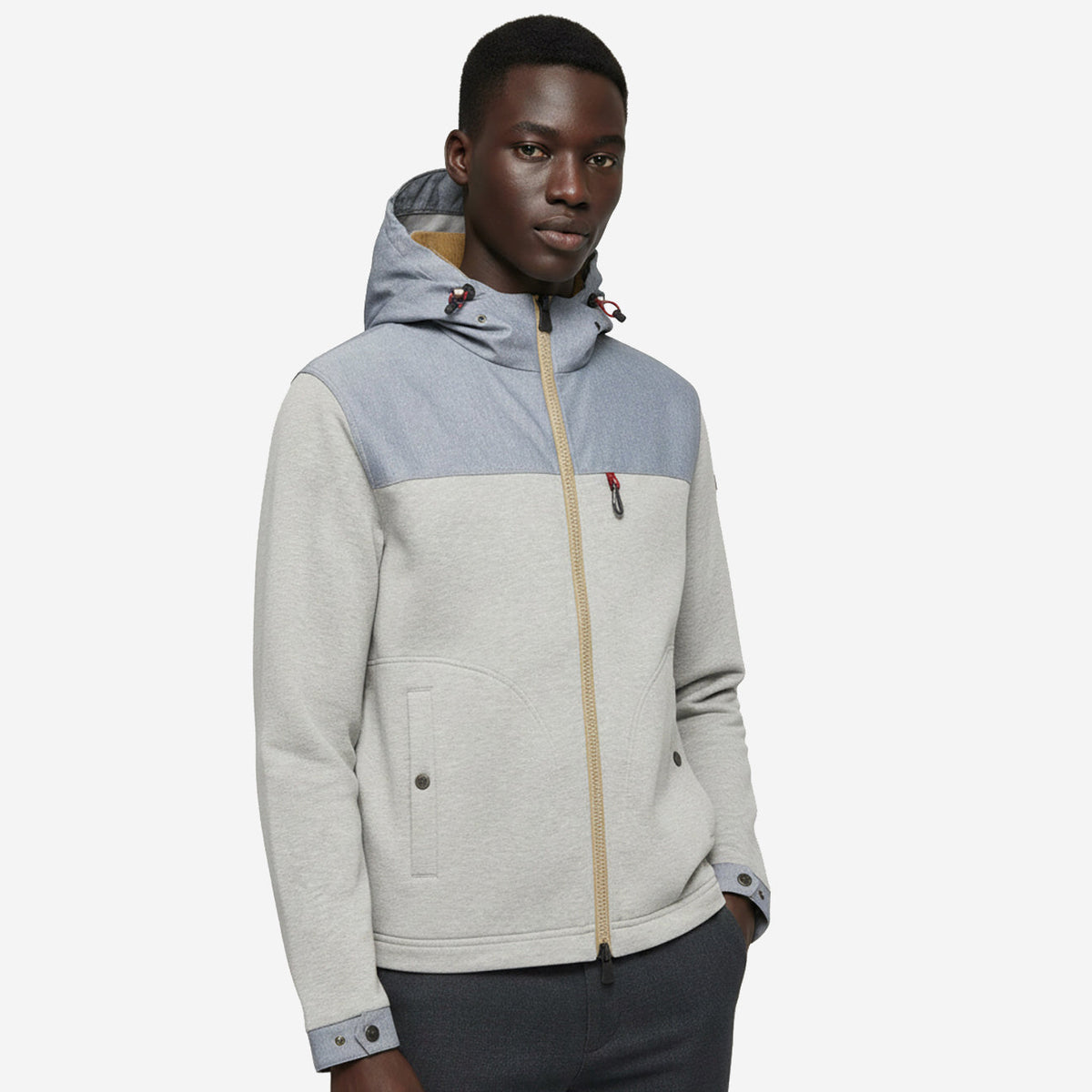 Moncler Grenoble Cotton & Chambray Zip-Up Sweatshirt
