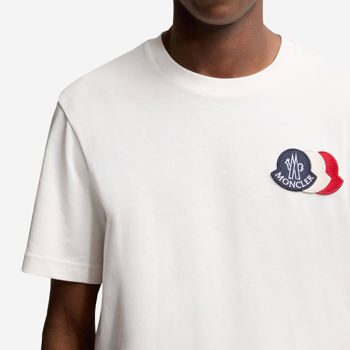 Moncler Embroidered Tricolour Logo Cotton T-Shirt