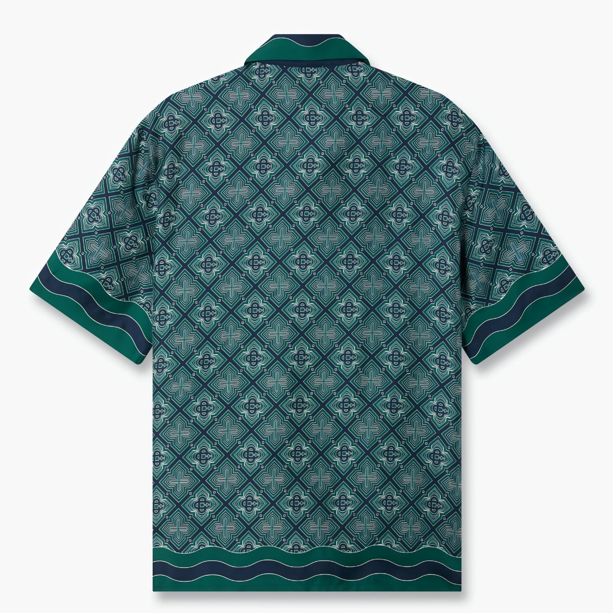 Casablanca Radiating Monogram Cuban Collar Silk Shirt