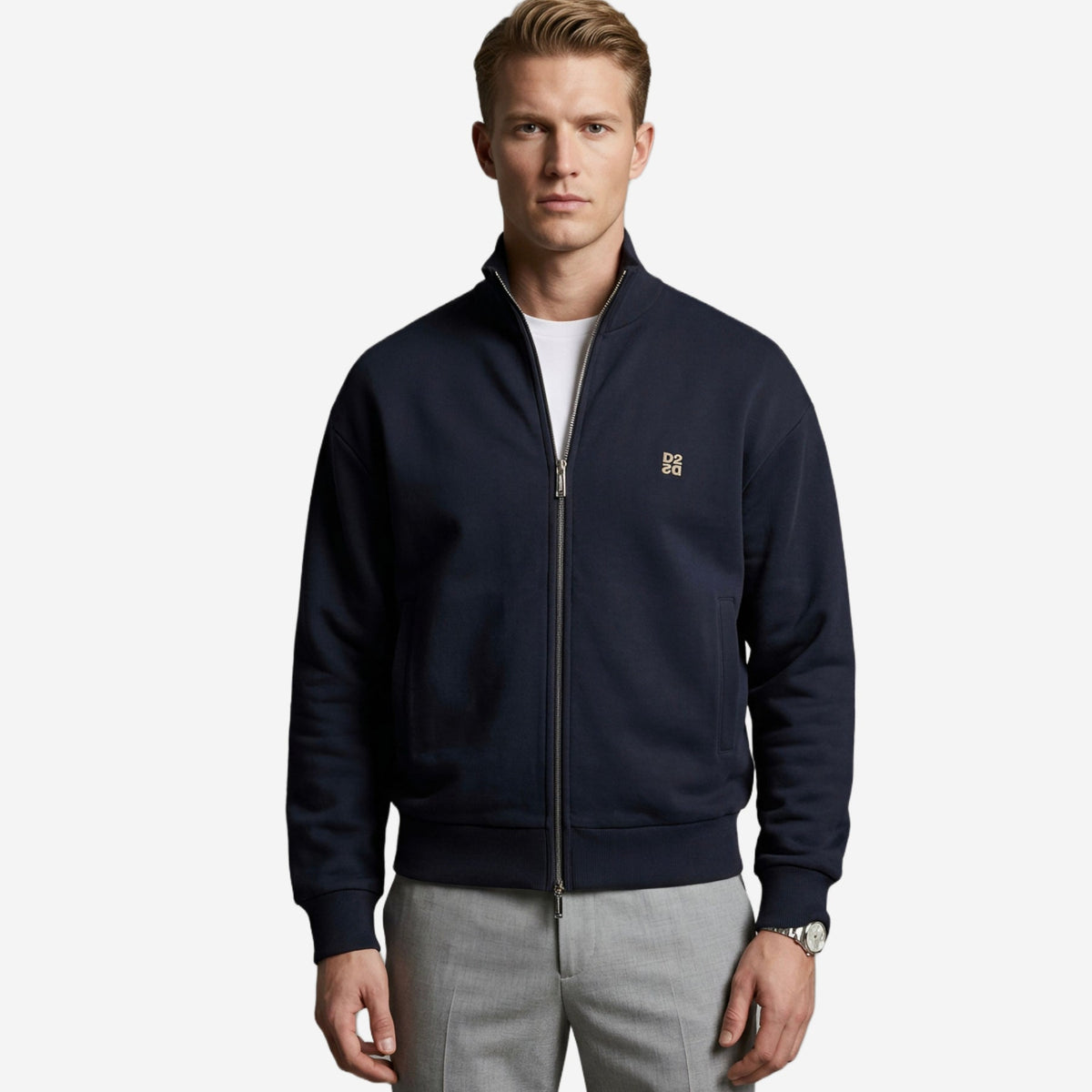 Dsquared2 Metal Logo Zip-Up Cardigan