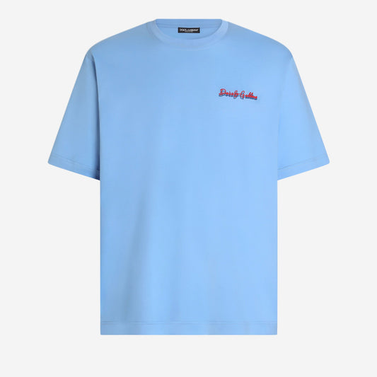 Dolce& Gabbana Red Embroidered Logo T-Shirt