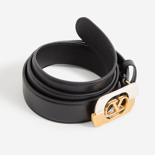 Valentino Garavani Two-Tone VLogo Buckle Belt
