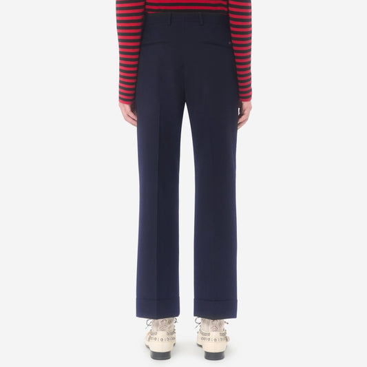 Valentino Garavani VLogo Turn-Up Wool Trousers