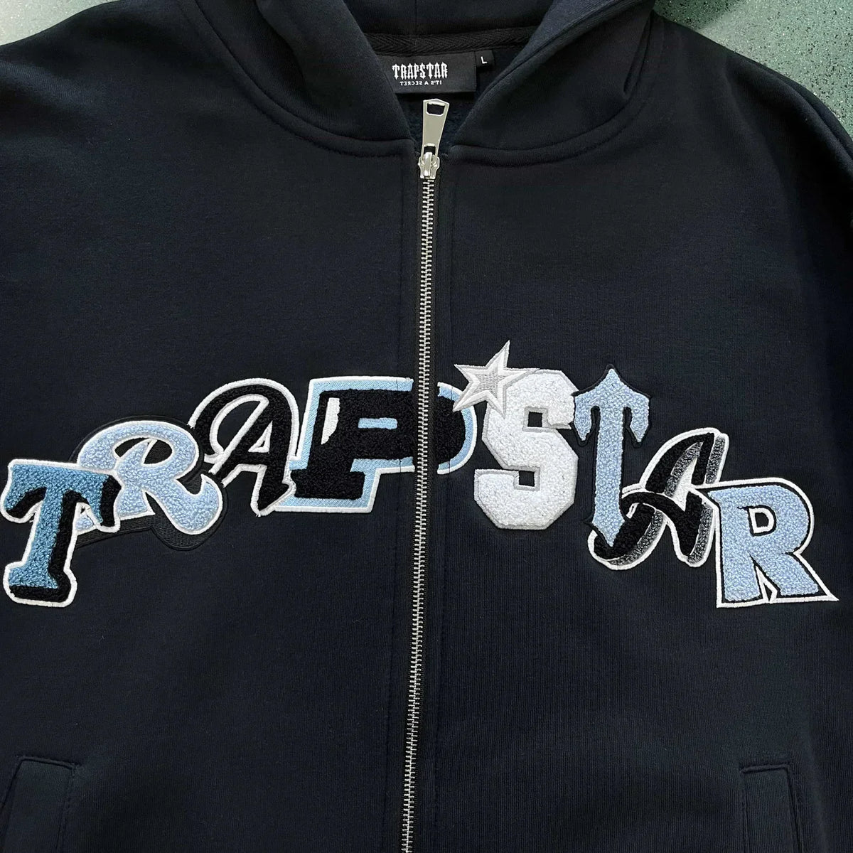 Trapstar Chenille Decoded Wildcard Tracksuit - Black/Blue