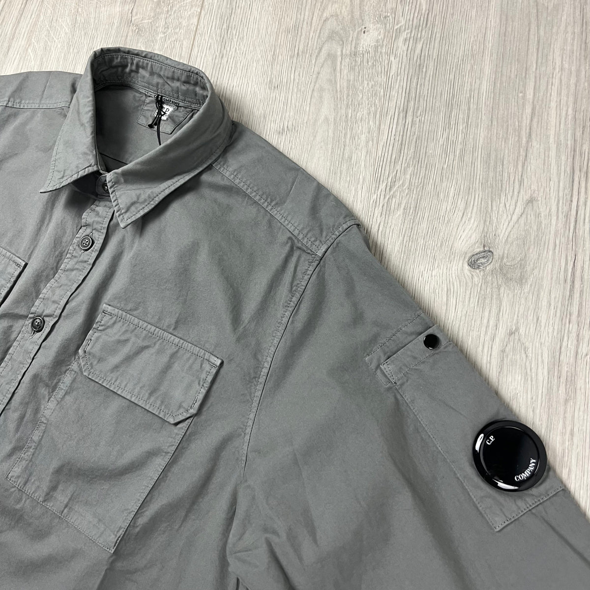 CP Company Button Overshirt - Smoked Pearl Castmark