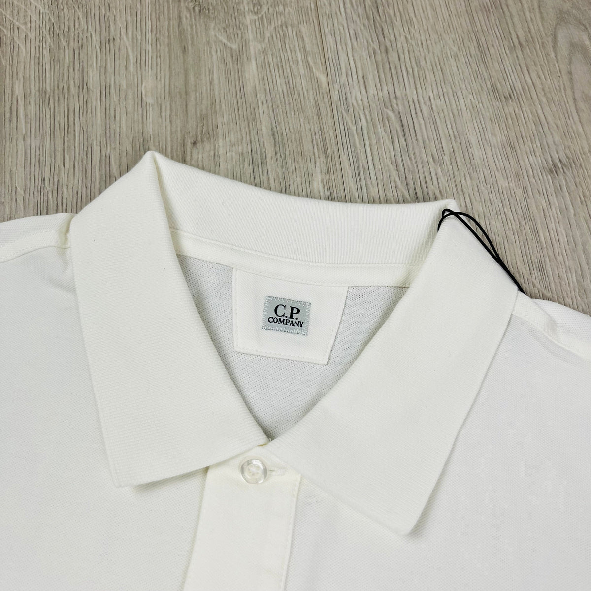 CP Company Piquet Polo Shirt - White Castmark
