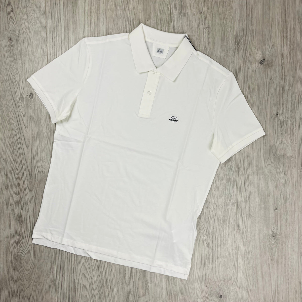 CP Company Piquet Polo Shirt - White Castmark