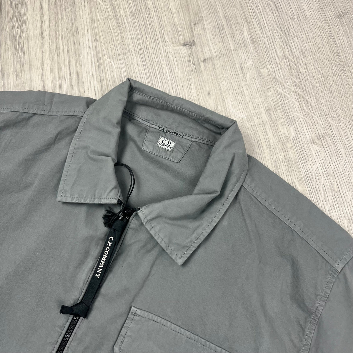 CP Company Zip Overshirt - Smoked Pearl Castmark