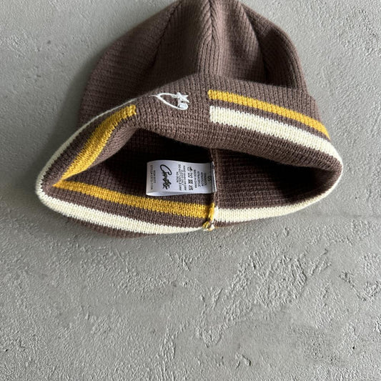 CORTEIZ Knit Stripe Beanie - Brown