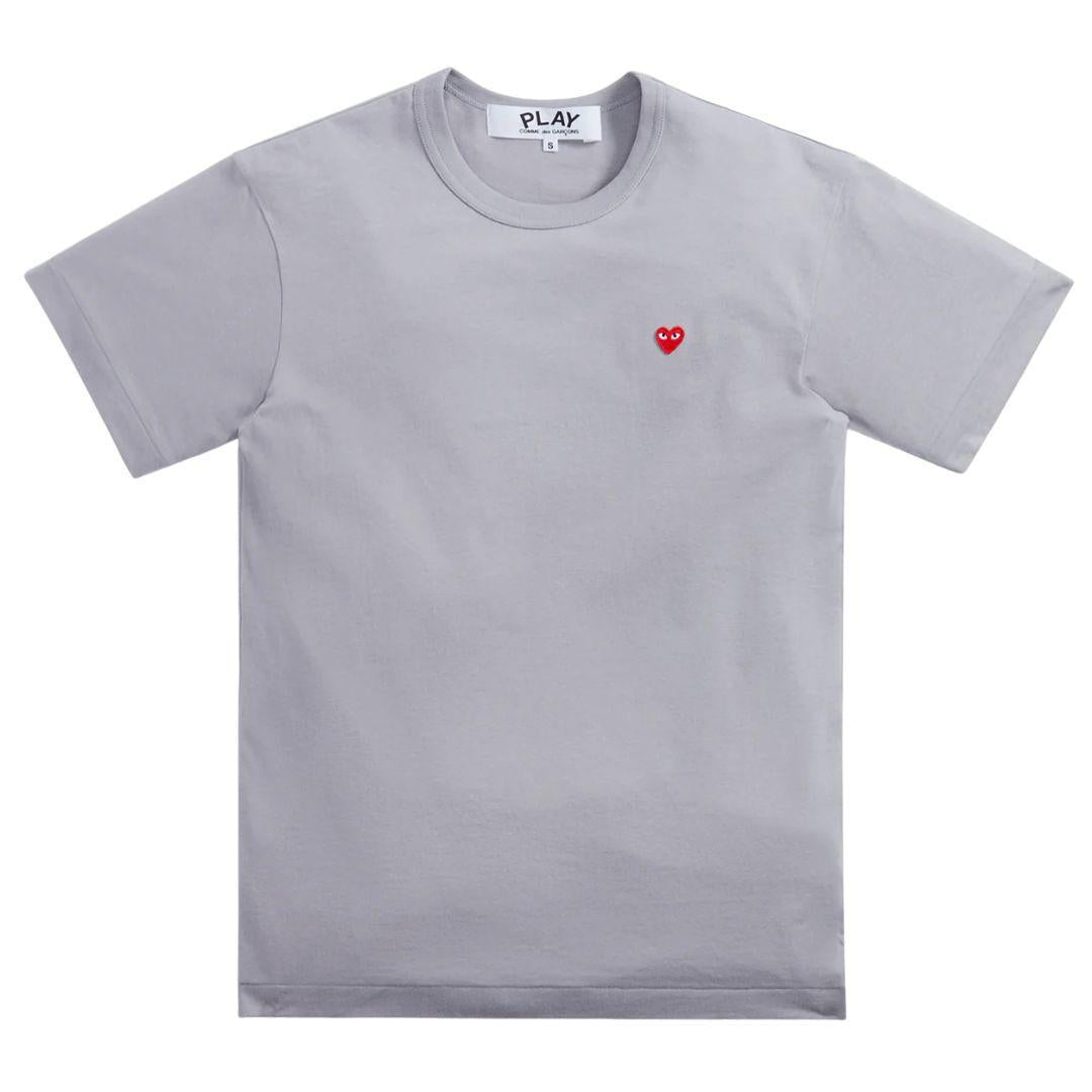 COMME DES GARÇONS PLAY SMALL RED EMBLEM T-SHIRT GREY