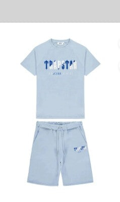 Trapstar Chenille Decoded Short Set - Citadel/White