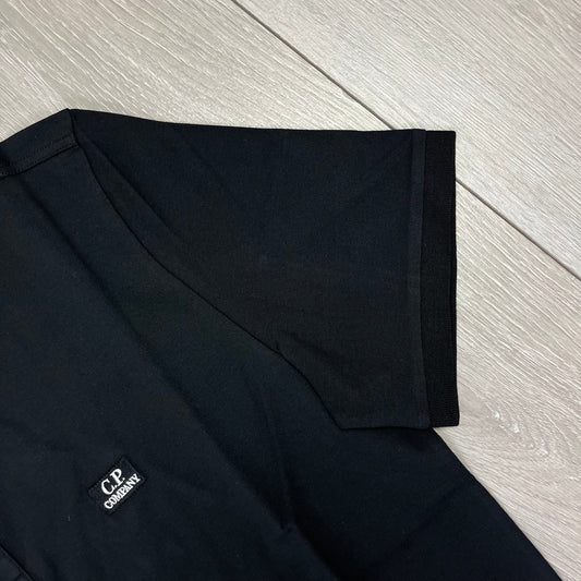 CP Company Piquet Polo Shirt - Black Castmark