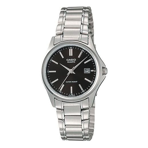CASIO Waterproof Quartz Stainless Steel Strap Silver Black Dial Black Analog LTP-1183A-1A