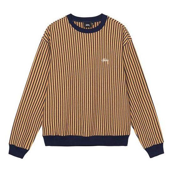 Men's Stussy Logo Stripe Round Neck Yellow 1140272