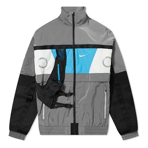 Men's Nike ISPA Series 3M Reflective Zipper Pocket Casual Jacket Windbreaker Gray 'Wolf Grey Black Blue' CD6368-012